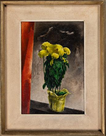 WILLIAM S. SCHWARZ Still Life with Yellow Mums.